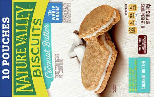 Nature Valley Biscuit Sandwiches, Coconut Butter, Snack Bars, 13.5 oz,10 Count (Pack of 2)