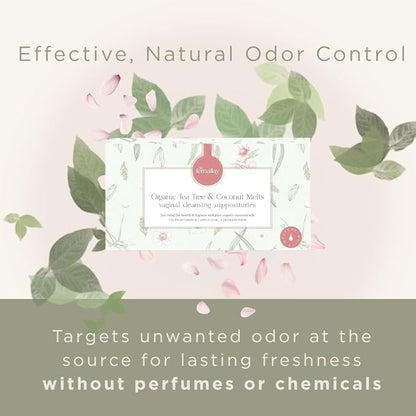 Femallay Organic Vaginal Melts – Tea Tree & Coconut Oil – Natural Feminine Odor Control, pH Balance & Dryness Relief – 7 Count + Applicator