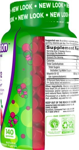 Vitafusion Vitamin B12 Gummy Vitamins for Energy Metabolism Support,Raspberry Flavored,America’s Number 1 Gummy Vitamin Brand,70 Day Supply,140 Count (Pack of 2)