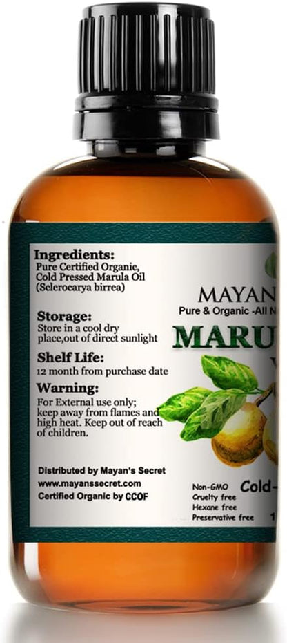 Pure Carrier and Essential Oils for Skin Care, Hair, Body Moisturizer for Face-Anti Aging Skin Care (Marula Oil Organic, 1oz)