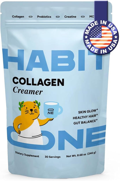 Collagen Protein Creamer for Coffee with Probiotics, Creatine & Coconut MCT Oil - Made in USA - Gut Health, Beauty & Recovery - 30 Servings
