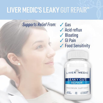 Leaky Gut Repair Natural Gut Health Supplement Glutamine Organic Slippery Elm NAG Marshmallow Root Aloe Vera MSM Quercetin Bromelain Promotes Digestive Ease, Gut Wellness 1000mg 120 Caps