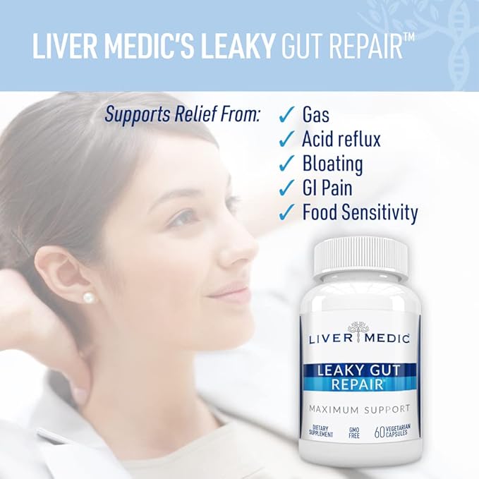 Leaky Gut Repair Natural Gut Health Supplement Glutamine Organic Slippery Elm NAG Marshmallow Root Aloe Vera MSM Quercetin Bromelain Promotes Digestive Ease, Gut Wellness 1000mg 60 Caps