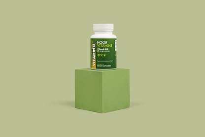 Noor Vitamins Halal Vitamin D, Halal Vitamin D3, 1000 IU Tablets, Supports Bone, Immune & Heart Health, Non-GMO, Gluten Free & Halal (60 Count)
