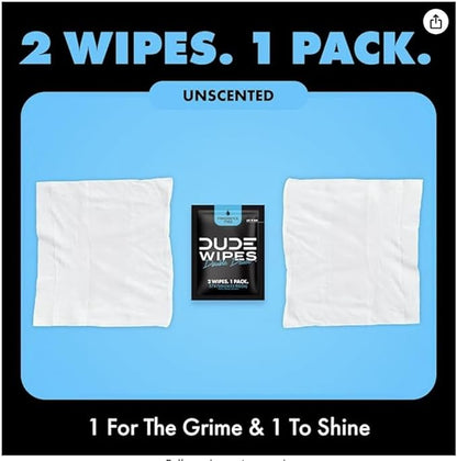 DUDE Wipes Double Deuce Unscented Travel Wipes - 2 Wipes per Pack (40 packs, 80 Count) - On-The-Go Adult Flushable Wipes for Sensitive Skin - Infused with Vitamin E and Aloe - Septic and Sewer Safe