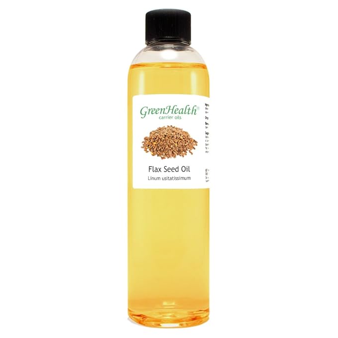 GreenHealth Flax Seed Carrier Oil - 8 fl oz (237 ml) - 100% Pure Cold Pressed (Flax Seed)