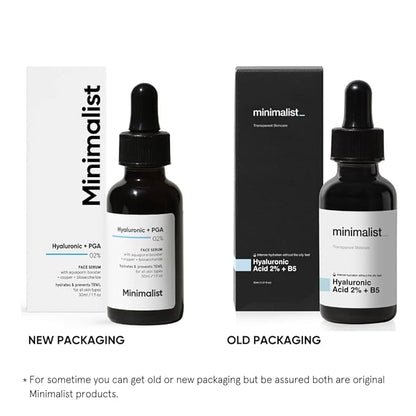 Minimalist Hyaluronic Acid + PGA 2% Face Serum for Multi Depth Hydration, Glow & Lesser Fine Lines | For Plumper & Smoother Skin | For Women & Men | For all Skin Types | 1 Fl Oz / 30 ml