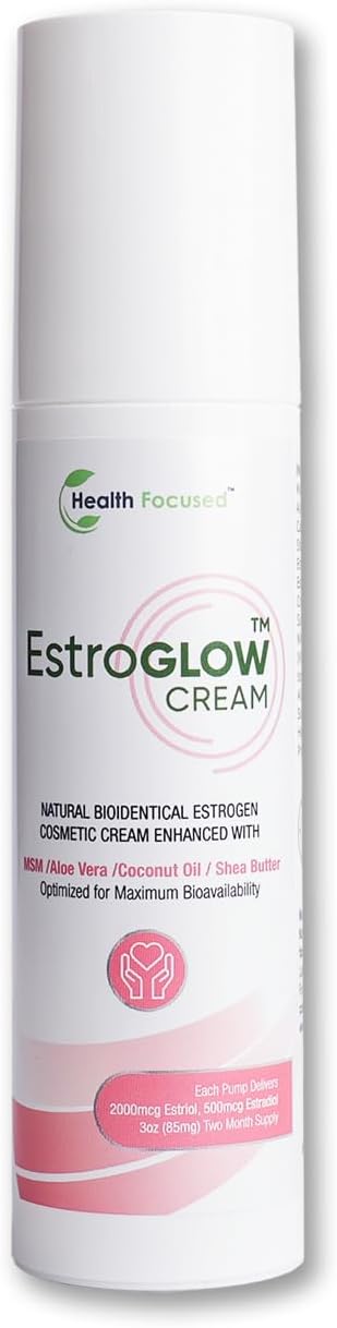 JJ Smith EstroGlow - Bioidentical Estrogen Cream for menopause & post-menopause relief. Targets hot flashes, night sweats, mood, and skin hydration while supporting hormone balance - (3oz)
