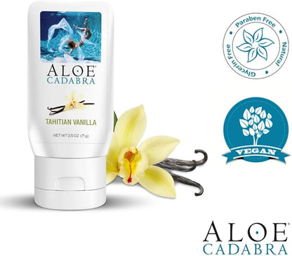 Aloe Cadabra Flavored Personal Lubricant and Vaginal Moisturizer, Organic Edible Aloe Lube for Men, Women and Couples, Non-Staining, pH Balanced, Toy Compatible (Tahitian Vanilla, 2.5 Ounces, 2 Pack)