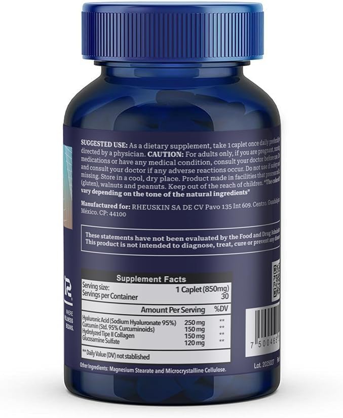 Motion 3 Pack – Advanced Joint Support: Hyaluronic Acid + Glucosamine + Curcumin + Type II Collagen – Flexibility, Mobility & Comfort – 90 Caplets 850 mg
