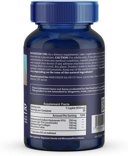 Motion 3 Pack – Advanced Joint Support: Hyaluronic Acid + Glucosamine + Curcumin + Type II Collagen – Flexibility, Mobility & Comfort – 90 Caplets 850 mg