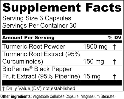 Essential Elements Turmeric Curcumin - Joint, Heart & Brain Support - with BioPerine for Optimal Absorption 1950 mg - 90 Count - 30 Servings
