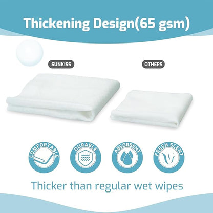 SUNKISS Trustplus Wet Wipes for Adult No Rinse, Extra Large 8”x12” Body Cleaning Washcloths for Elderly Incontinence & Cleansing, Fresh Scented, 200 Count (8 Packs of 50)