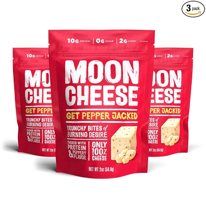 Moon Cheese Bites, Get Pepper Jacked, 2-Ounce 3-Pack, 100% Real Cheese Snack, Protein, Keto, After-School or Lunch Snack