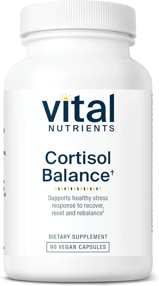 Vital Nutrients Cortisol Balance - Vegan Stress Relief Supplement - Cortisol Manager Supports Energy & Stress Levels - Ashwagandha & Magnesium for Relaxation - Gluten, Dairy, Soy Free - 90 Capsules