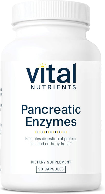 Vital Nutrients Pancreatic Enzymes 1000mg (Full Strength) - Pancreatin Digestion Supplement with Protease, Amylase & Lipase - Digestive Enzymes - Gluten, Dairy, and Soy Free - 90 Capsules