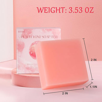 Yoni Soap Bars & Natural Yoni Oil Set, Natural Vaginal Wash for Women Feminine Wash Vaginial Deodorants pH Balance, Eliminates Odor, Feminine Oil 30ml/1 oz, 2 Pcs Vaginal Care Soap (Peach)