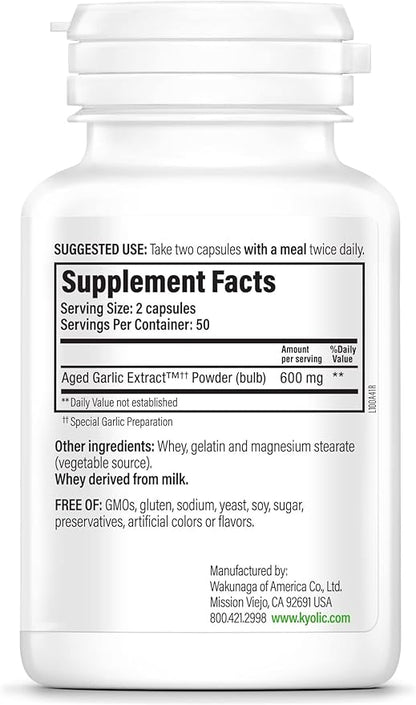 Kyolic Aged Garlic Extract Formula 100, Cardiovascular Health*, 100, Capsules.