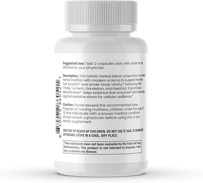 Milk Thistle+ Liver Support Blend | 580mg with Turmeric, Dandelion Root, Beet, & Black Pepper | for Liver Enzyme Support, Detox & Antioxidant Defense | 60 Capsules