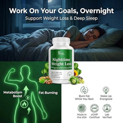 Nighttime Fat Burner Supplements - Appetite Suppressants for Weight Loss - Night-Time Fat Burner for Women and Men Supporting Sleep & Relaxation - Weight Loss Pills - 60 Capsules