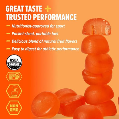 Honey Stinger Organic Orange Blossom Energy Chew, Gluten Free & Caffeine Free, for Exercise, Running and Performance, Sports Nutrition for Home & Gym, Pre and Mid Workout, 21.6 Ounces (Pack of 12)