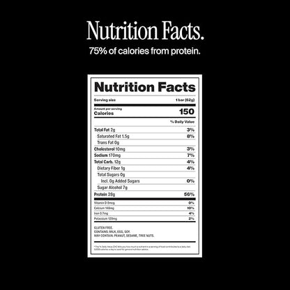 David High Protein Bars - 0g of Sugar, Low Carb, Gluten Free - 28g of Protein, 150 Calories - On-The-Go Snack - Fudge Brownie Flavor, Pack of 12