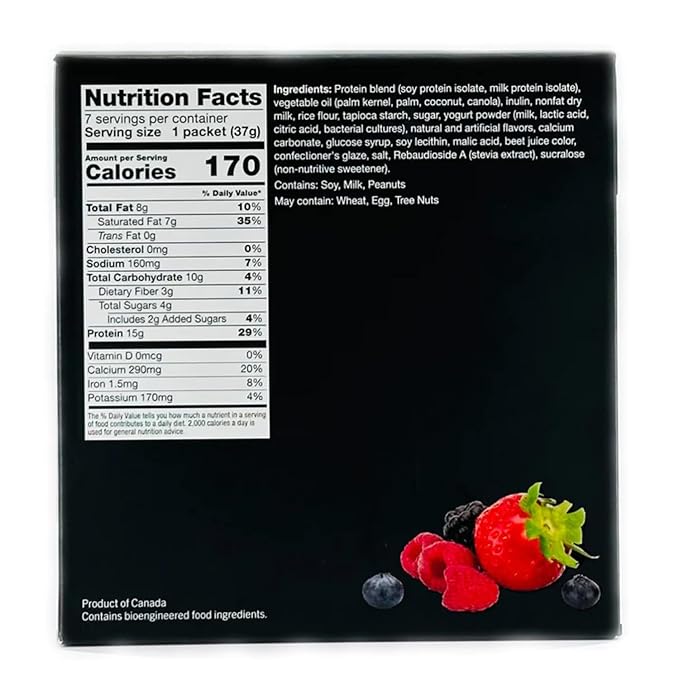 PROTIFIT - High Protein Soy Snack Puffs, 15g Protein, Low Calorie, Low Fat, Low Sugar, Low Carb, Ideal Protein Compatible, 7 Servings Per Box (Berry)