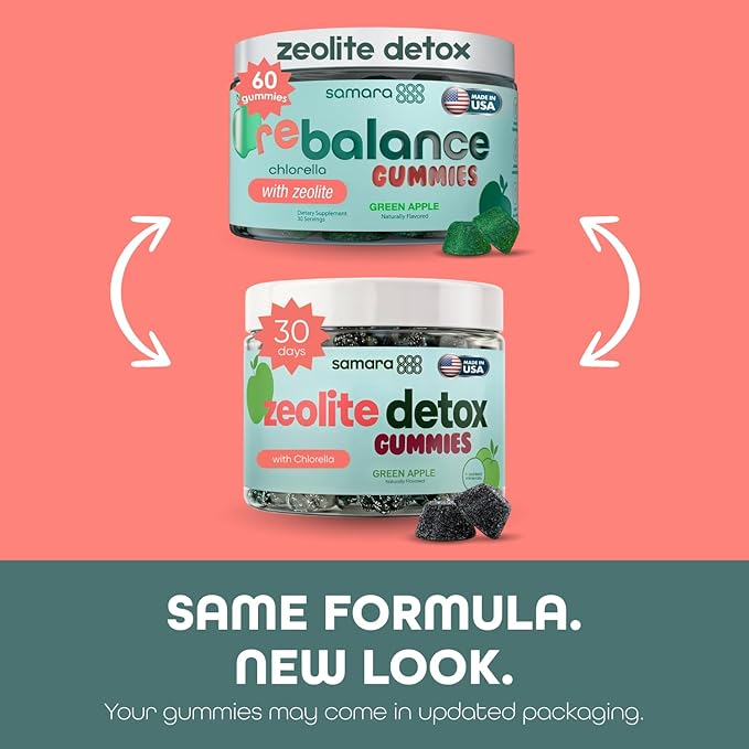 Zeolite Detox for Kids & Adults, Heavy Metal Zeolite & Chlorella Detox Gummies, Alternative to Activated Charcoal, Gentle Daily Toxin Cleanse for Kids & Adults, 60 Green Apple Vegan Gummies