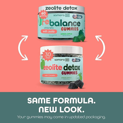 Zeolite Detox for Kids & Adults, Heavy Metal Zeolite & Chlorella Detox Gummies, Alternative to Activated Charcoal, Gentle Daily Toxin Cleanse for Kids & Adults, 60 Green Apple Vegan Gummies