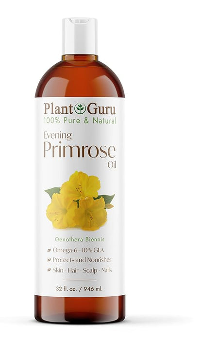 Evening Primrose Oil 32 fl. oz. Cold Pressed 100% Pure Natural Carrier - Skin, Face, Body and Hair Growth Moisturizer. Great For DYI Soap Making, Creams, and Lip balms.