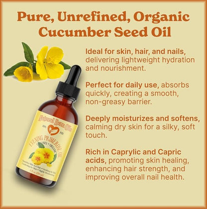Natural Born Oils Evening Primrose Oil, 1 Gallon, Organic, Cold-Pressed, Vitamins & Minerals, Deep Skin Care, Hair Vitality
