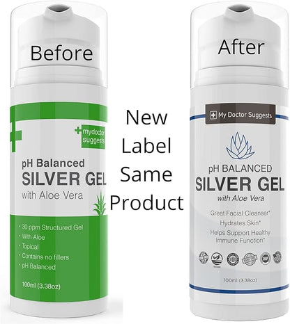 Colloidal Silver Gel, Burn and Wound Care with Aloe Vera - 30ppm pH Balanced Formula Helps Soothe Burns, Sores & Eczema - Structured Silver - Made in USA (3.38 oz)