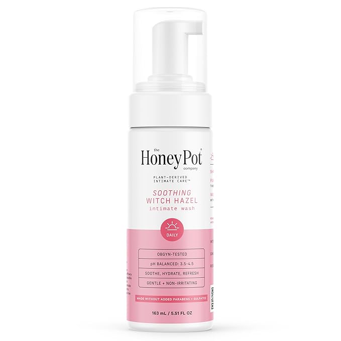 The Honey Pot Company - Witch Hazel Feminine Wash - Postpartum Essentials - Herbal Infused Hygiene Wash for Sensitive Skin - PH Balanced - Use to fill Post Partum Kit - Pregnancy Safe - 5.51 Fl Oz