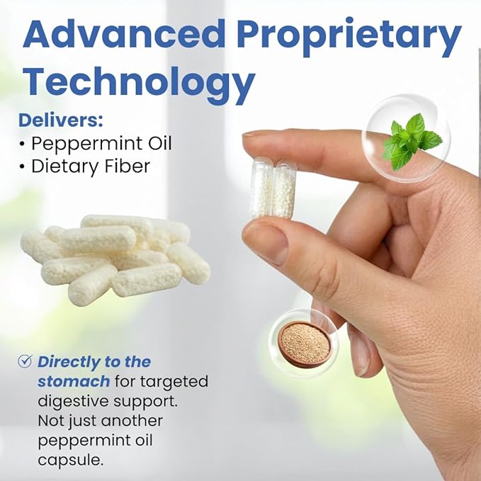 GutCalm - IBS Relief - Peppermint Oil Capsules - Bloating, Gas, Constipation and Digestive Comfort Supplement - 48/ct