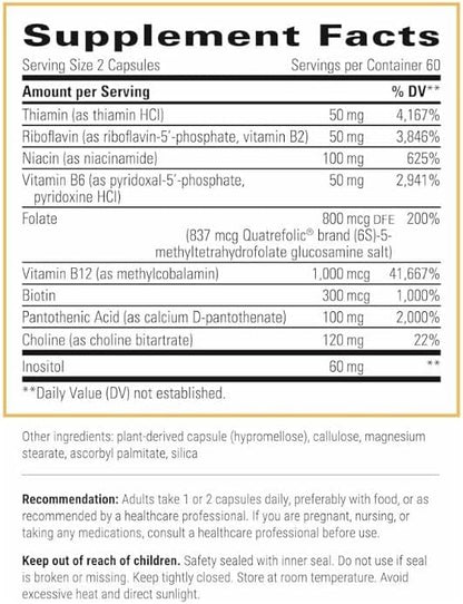 Integrative Therapeutics Active B-Complex - with Choline and Methylfolate - Cellular Energy, Immune Function & Heart Health Support with Vitamins B2, B6 & B12*-Gluten-Free - 120 Capsules (60 Servings)