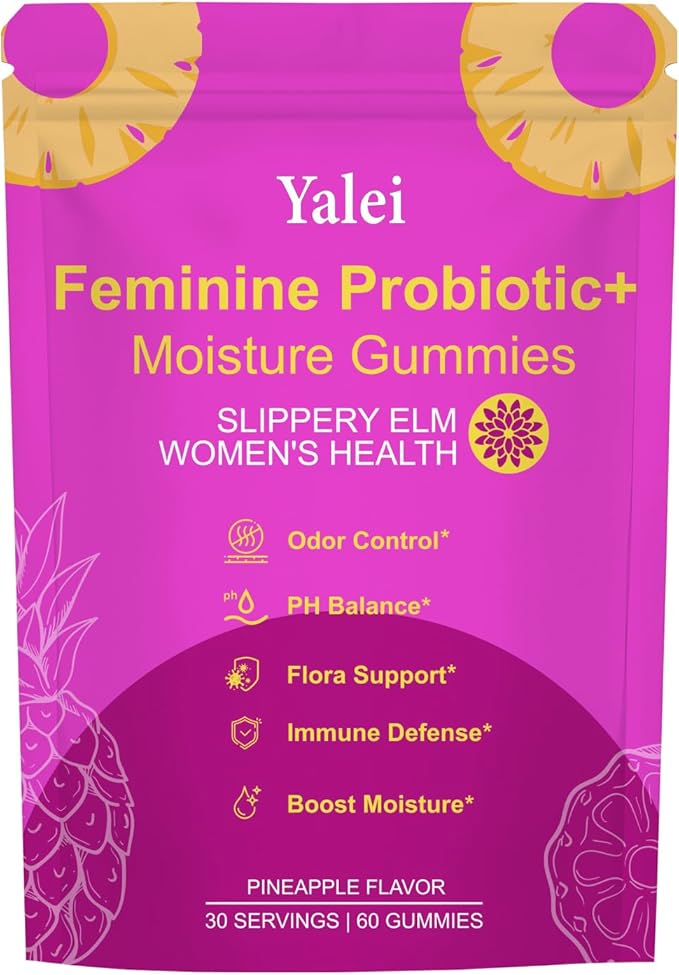 Slippery Kitty Gummies | her Juicy Feminine probiotics Gummies | Support pH Balance & Digestive Health, Slippery Elm for Women | 60 Count | Pineapple Flavor