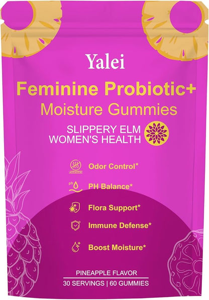 Slippery Kitty Gummies | her Juicy Feminine probiotics Gummies | Support pH Balance & Digestive Health, Slippery Elm for Women | 60 Count | Pineapple Flavor