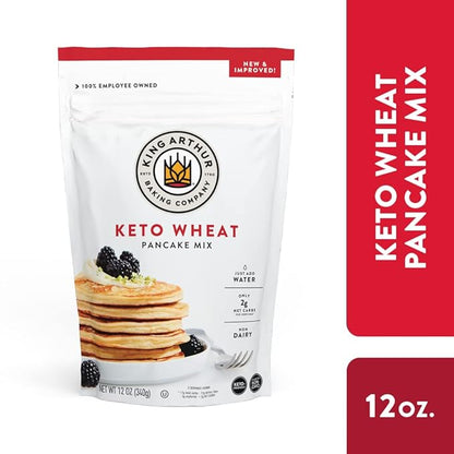 King Arthur, Keto Wheat Pancake Mix, Sourced Non-GMO, Certified Kosher, Keto Friendly, 12 Oz, Packaging May Vary (Pack of 6)