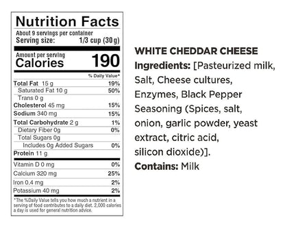 Moon Cheese Bites, White Chedda Black Peppa, 2-Ounce 3-Pack, 100% Real Cheese, Protein, Keto, After-School or Lunch Snack