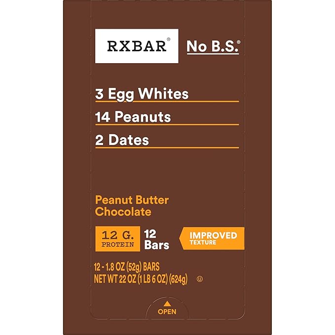 RXBAR Protein Bars, Protein Snack, Snack Bars, Peanut Butter Chocolate, 22oz Box (12 Count) (Pack of 2)
