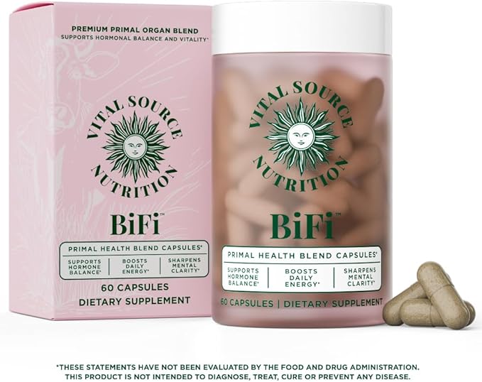 Vital Source Nutrition - BiFi Capsules - Beef Organ Primal Blend - Premium Ancestral Supplements for Women - Supports Hormone Health, Energy, & Stamina - Daily Vitality - No Artificial Ingredients