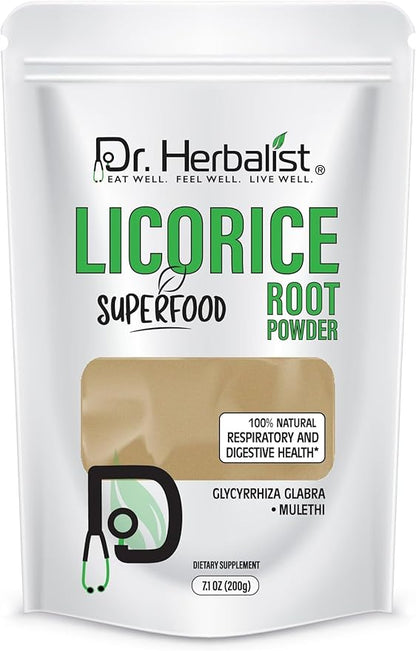 Dr. Herbalist Licorice Root Powder - 200g, Glycyrrhiza Glabra, Supports Digestive Health & Immunity