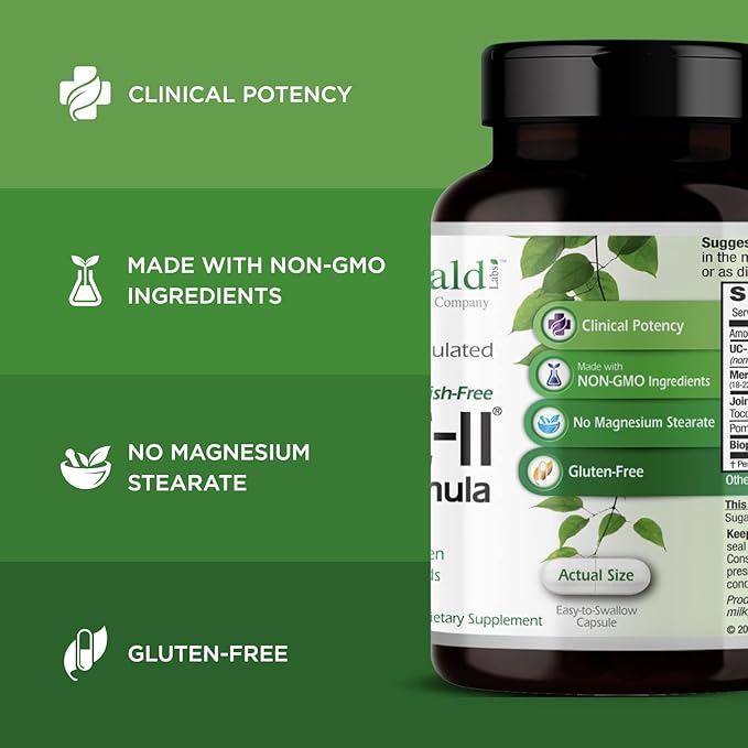 EMERALD LABS UC-II Joint Formula - Made with Undenatured Collagen Type II, Bioperine, Curcuminoids & More for Muscle & Joint Health & Mobility & Flexibility Support - 60 Vegetable Capsules