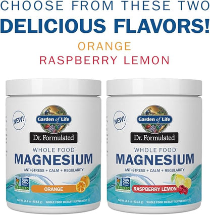 Garden of Life Dr. Formulated,Whole Food Magnesium,Raspberry Lemon,14.9 oz (421.5 g),(Pack of 2)