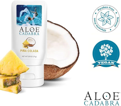 Aloe Cadabra Flavored Personal Lubricant and Vaginal Moisturizer, Organic Edible Aloe Lube for Men, Women and Couples, Non-Staining, pH Balanced, Toy Compatible (Pina Colada, 2.5 Ounces, 2 Pack)