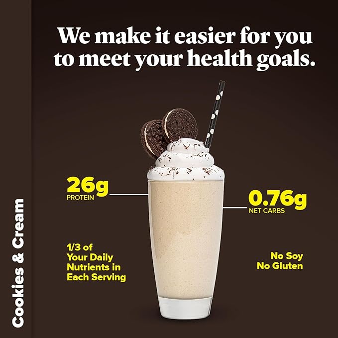 Keto Chow Cookies & Cream - Keto Meal Replacement Shake Powder - Nutritionally Complete - Low Carb - Delicious Easy Meal Substitute - Protein Rich You Choose The Fat - Single Meal Sample