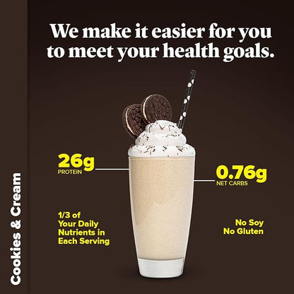 Keto Chow Cookies & Cream - Keto Meal Replacement Shake Powder - Nutritionally Complete - Low Carb - Delicious Easy Meal Substitute - Protein Rich You Choose The Fat - Single Meal Sample
