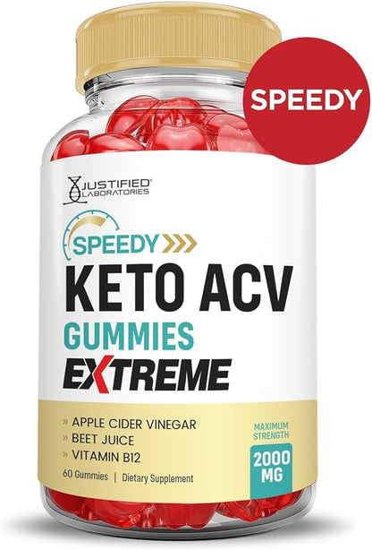 Justified Laboratories (5 Pack Speedy Keto ACV Gummies Extreme 2000MG Speedy Keto Gummies Advanced Formula Apple Cider Vinegar with Pomegranate Beet Juice Powder B12 Vegan Non GMO 300 Gummys