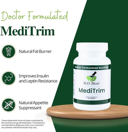 MediTrim Energy Supplements, Metabolism Booster, Supports Vitality, Satiety & Physique Goals, Smooth System Balance Green Coffee Bean, Apple Cider Vinegar, Hibiscus 180 Capsules (Pack of 2)