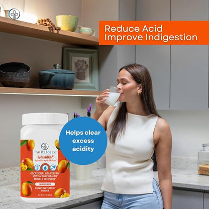HydraAlka+ Premium Hydration Supplement | Alkalize & Hydrate with Electrolytes | Supports pH Balance, Non-Chronic Heartburn Relief, Muscle Recovery & Bone Health | 30 Servings, 3 Flavors